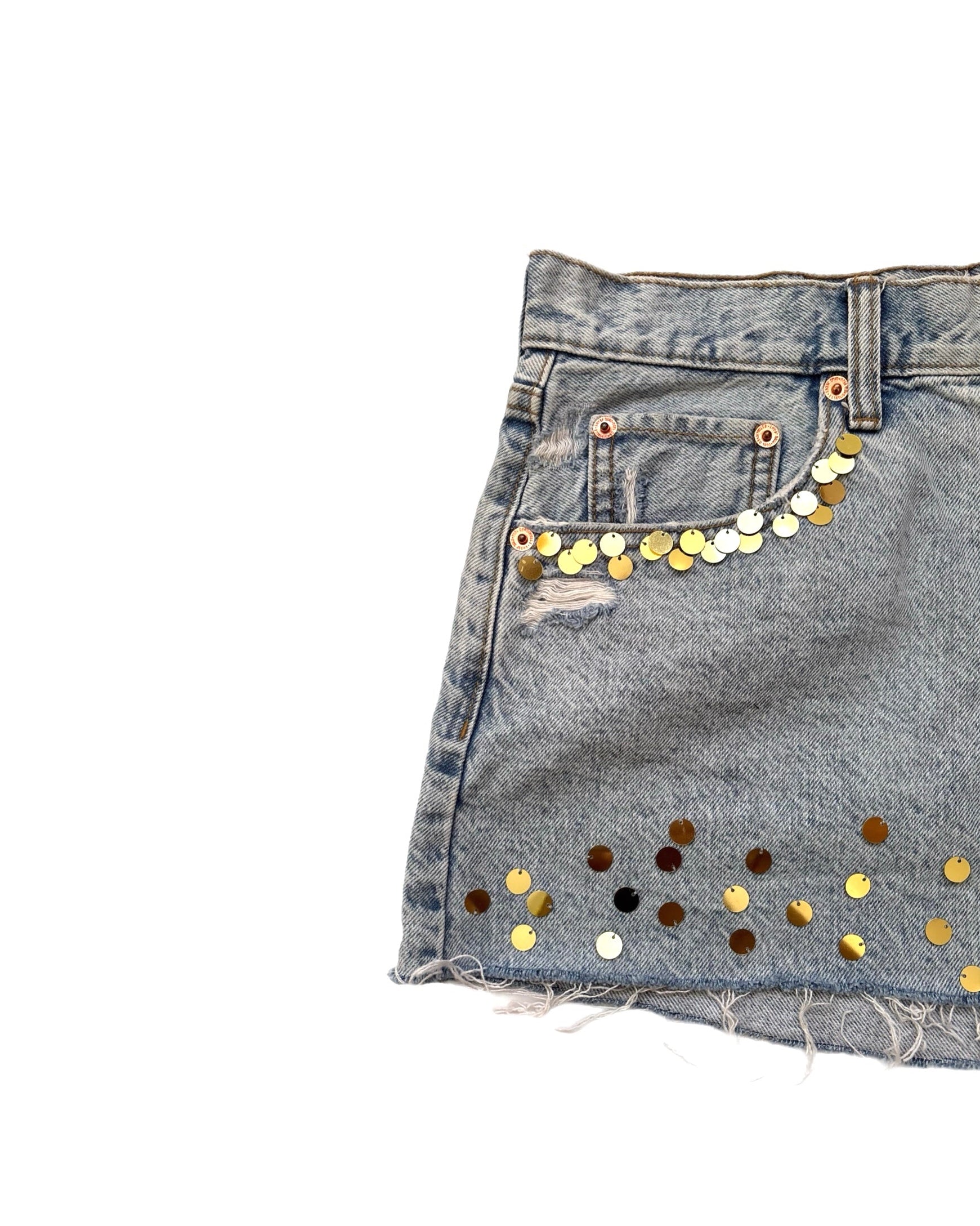 Falda Mini Denim Lentejuelas