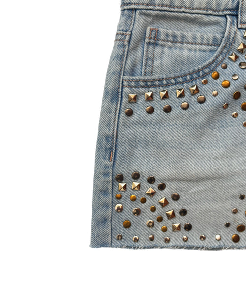 Falda Mini Azul con Tachuelas