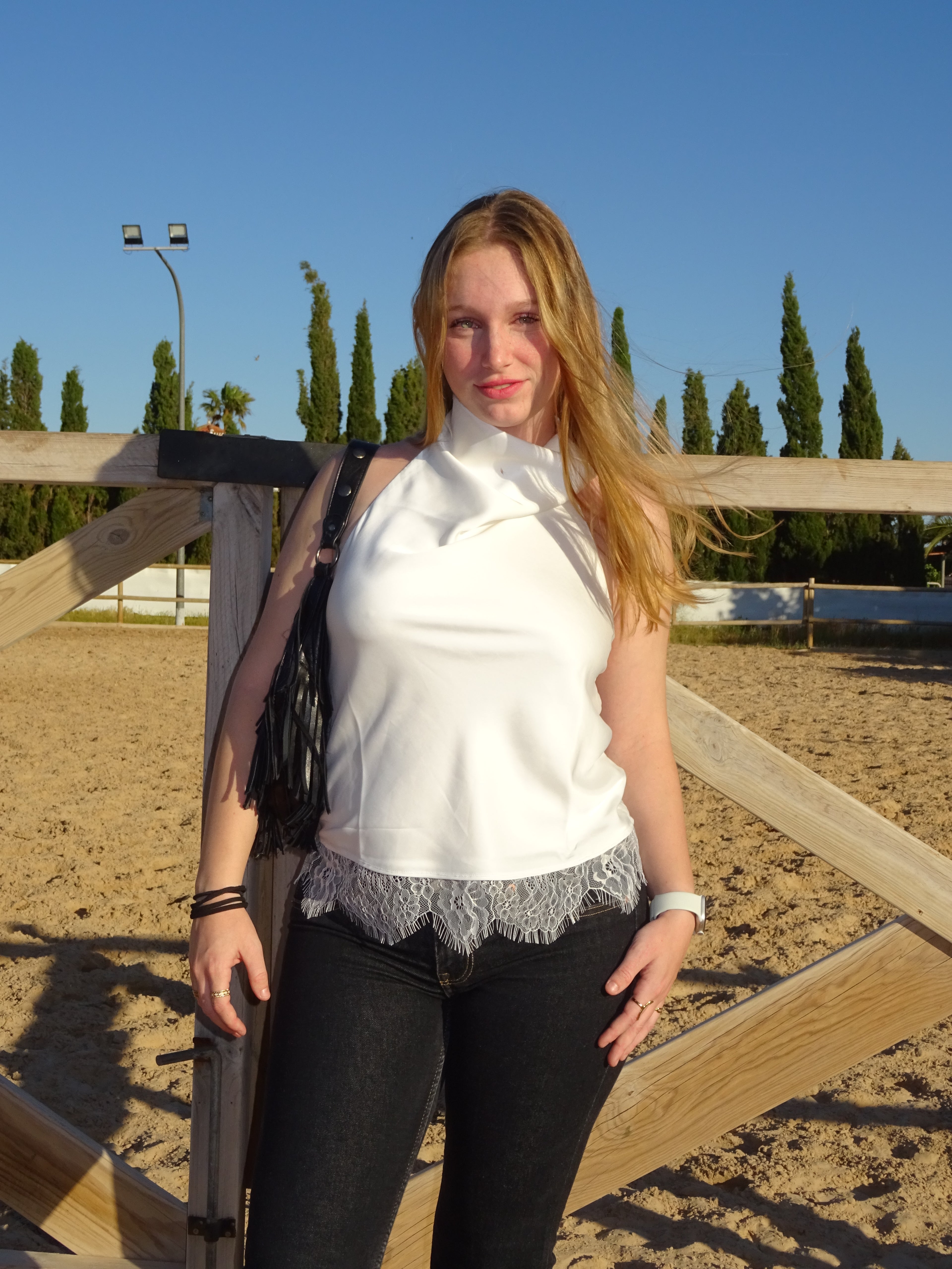 White Halter Lace top